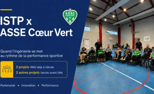 Équipe de foot fauteuil ASSE Cœur Vert en salle de sport – partenariat ISTP Ingénieurs pour des projets R&D au service de la performance sportive